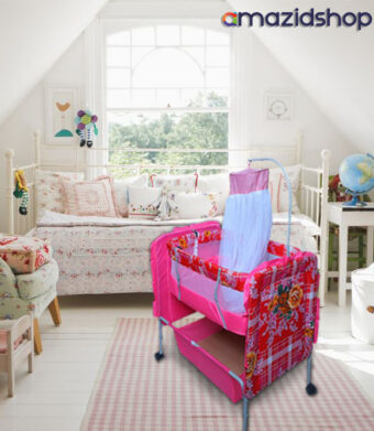 Baby Swing Cot & Cradle with Stand Support pink