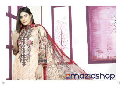 Pakistani Dress - Lawn 3 Piece Suit with Shafon Duppatta