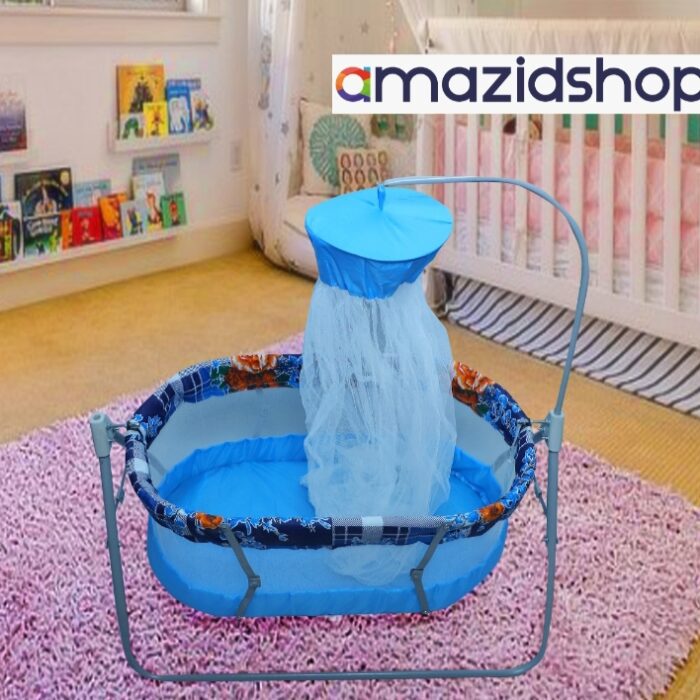 Baby Swing Cot & Cradle With Stand Support for baby - Amazidshop, Light Blue