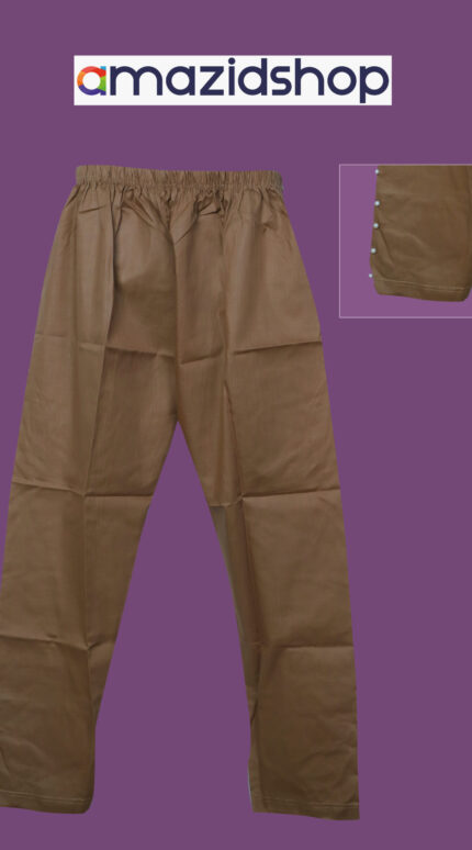 Cotton Standard 1 Piece Trouser Stitched Pants for Girls Women brown