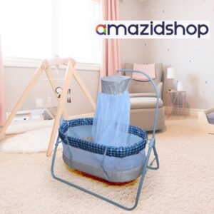 Baby Cradle Swing in Metal with Mosquito Net 3 step design skyblue