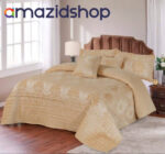 5 Piece Quilted Bed Set light gold