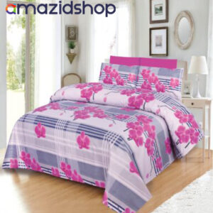 3Pc Printed King Size Double Bed Sheet pink pink flowers