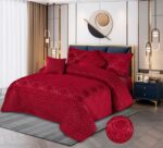 5 Piece Quilted Bed Set Maroon