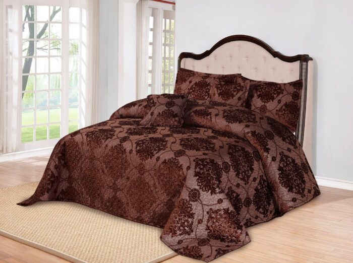 5 Piece Quilted Bed Set chocolate color