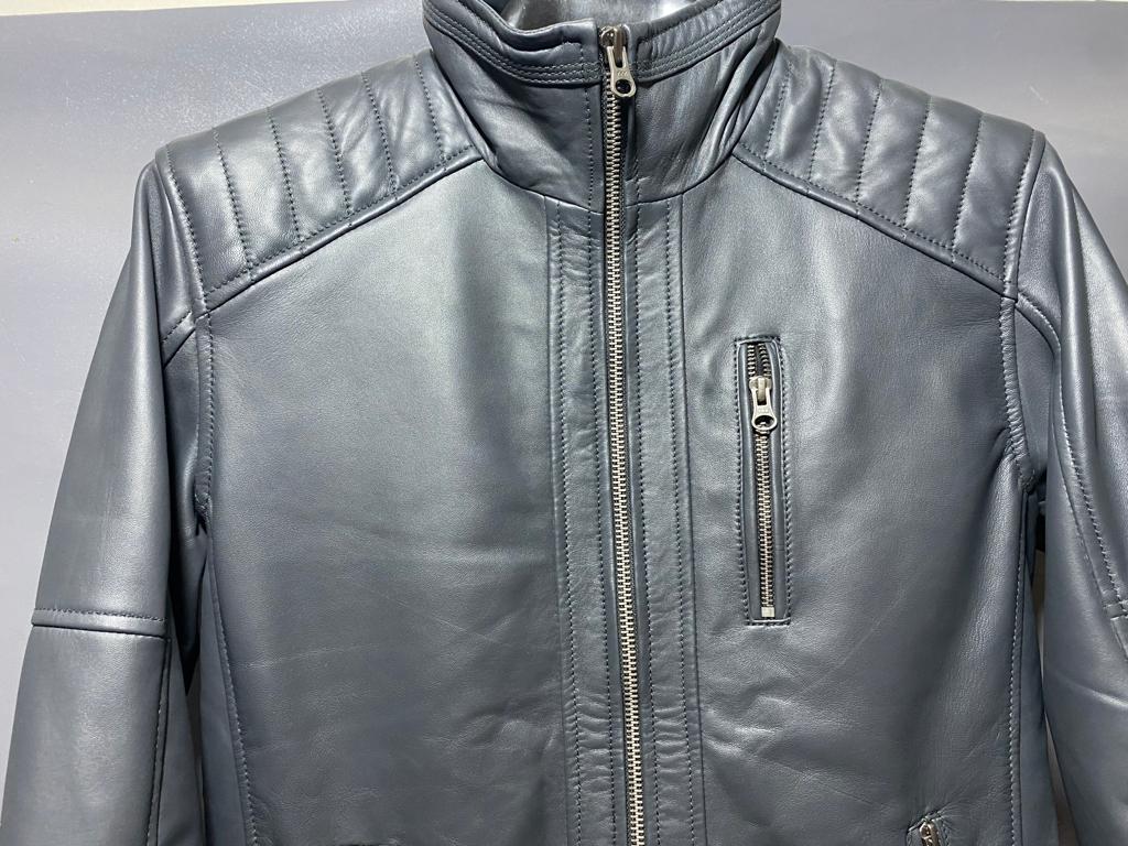 Buy Best Weather Leather jacket With branded Light Grey Color